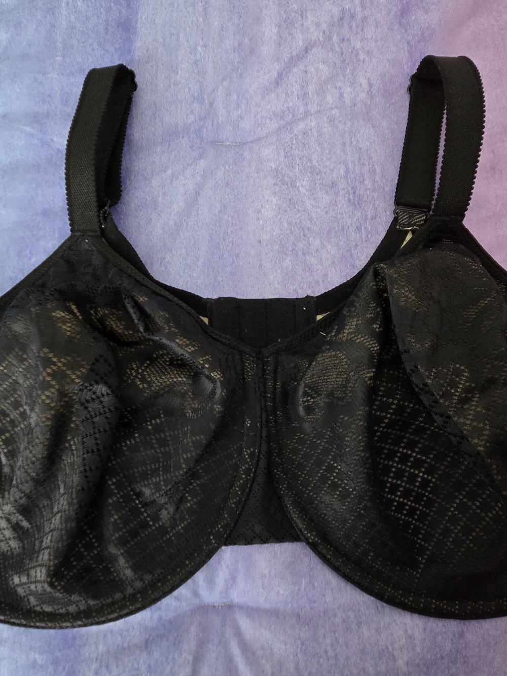 Wacoal Black Full Coverage Underwire Bra with Subtle Pattern Style 857210